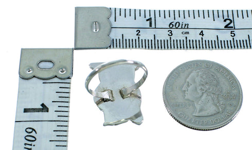 American Indian Genuine Sterling Silver Multicolor Owl Ring Size 4-3/4 RX106219