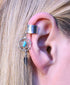 Navajo Dream Catcher Feather Genuine Sterling Silver Turquoise Ear Cuff SX106020