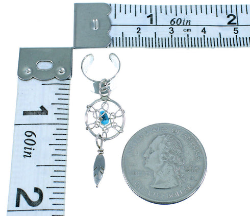 Navajo Dream Catcher Feather Genuine Sterling Silver Turquoise Ear Cuff SX106020