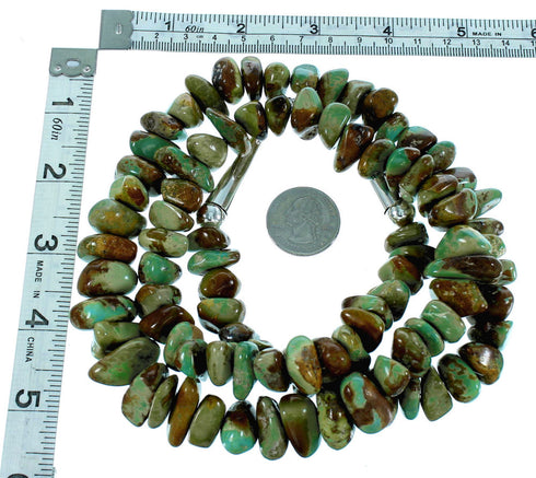 Sterling Silver Kingman Turquoise Southwest Bead Necklace RX105797