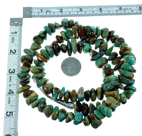 Authentic Sterling Silver Kingman Turquoise Bead Necklace RX105798