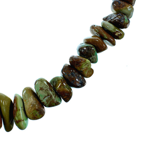 Genuine Sterling Silver Kingman Turquoise Southwestern Bead Necklace RX105799