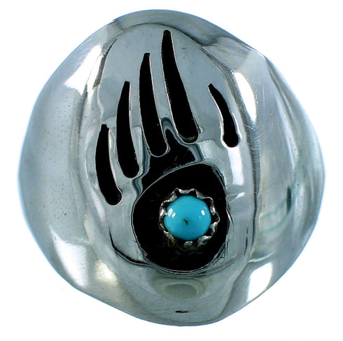 Native American Turquoise Authentic Sterling Silver Bear Paw Ring Size 9-3/4 SX105963