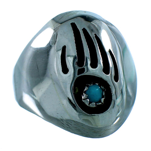Authentic Sterling Silver Bear Paw Turquoise Native American Ring Size 9-3/4 SX105969