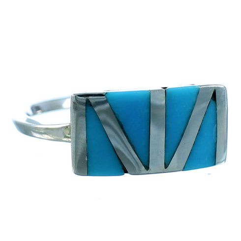Authentic Sterling Silver And Turquoise Zuni Jewelry Ring Size 8-1/4 SX106268