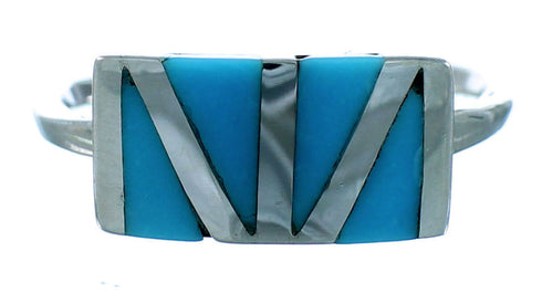 Authentic Sterling Silver And Turquoise Zuni Jewelry Ring Size 8-1/4 SX106268