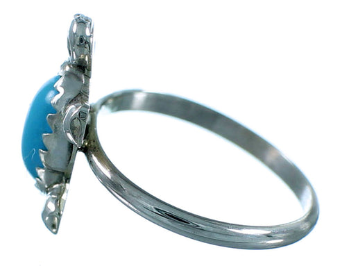 Native American Turquoise Sterling Silver Turtle Ring Size 4-3/4 SX106287