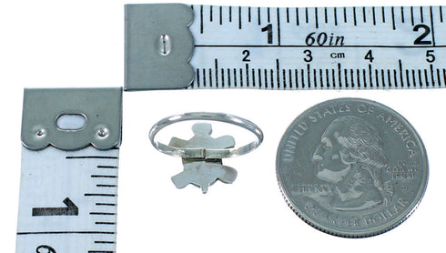 Native American Turquoise Sterling Silver Turtle Ring Size 4-3/4 SX106287