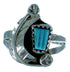 Sterling Silver And Turquoise Leaf Zuni Indian Ring Size 6-1/2 RX115453