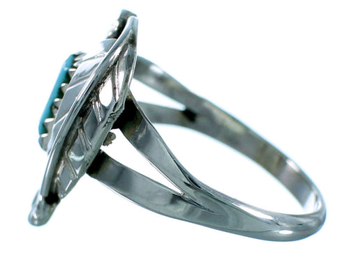 Sterling Silver Turquoise Leaf Zuni Ring Size 7 RX115455