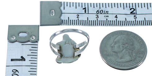 Zuni Turquoise Sterling Silver Leaf Ring Size 7-1/4 SX106293