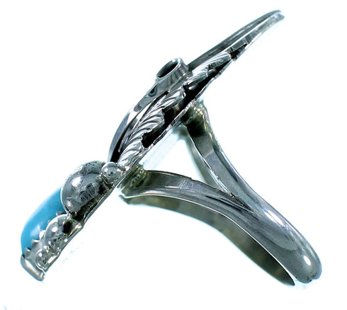 Navajo Turquoise And Coral Leaf Jewelry Sterling Silver Ring Size 6-1/2 SX106410
