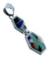 Genuine Sterling Silver Multicolor Inlay Southwestern Pendant SX106525