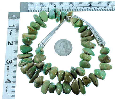 Southwestern Kingman Turquoise And Genuine Sterling Silver Bead Necklace SX106617