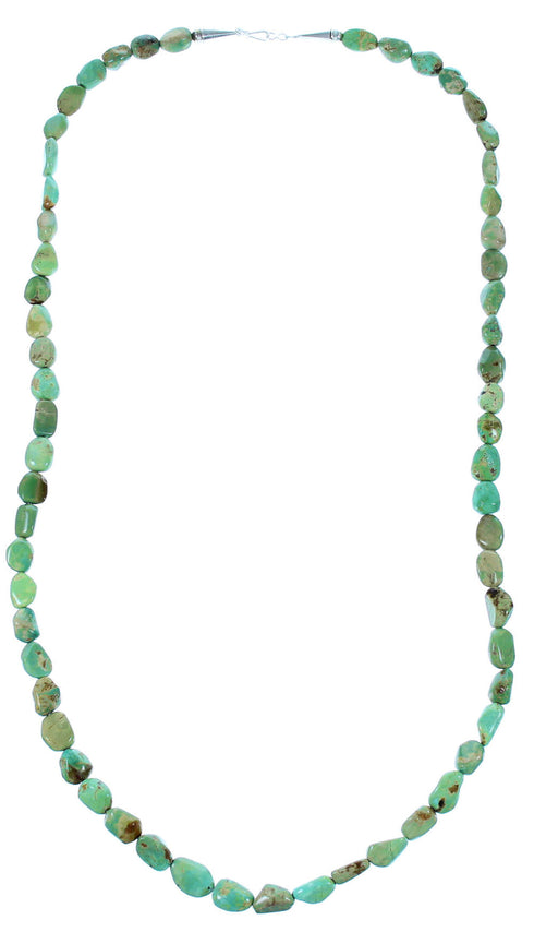 Genuine Sterling Silver Turquoise Bead Necklace SX106629