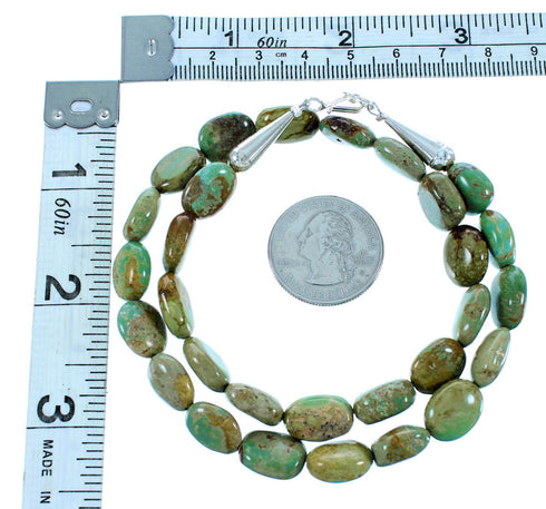 Southwest Jewelry Kingman Turquoise Sterling Silver Bead Necklace SX106675