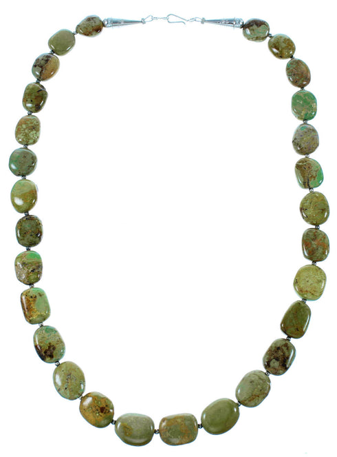 Native American Kingman Turquoise Sterling Silver Bead Necklace SX106678