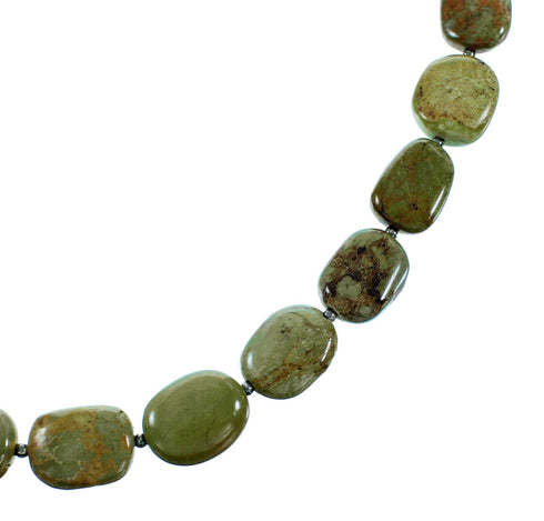 Native American Kingman Turquoise Sterling Silver Bead Necklace SX106678