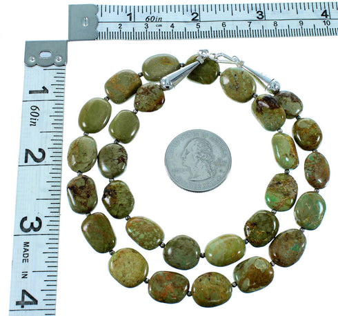 Native American Kingman Turquoise Sterling Silver Bead Necklace SX106678