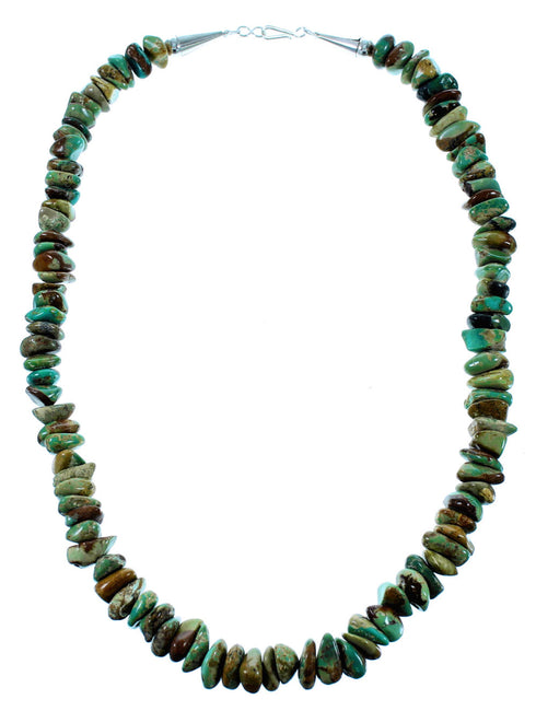 Authentic Sterling Silver And Turquoise Southwest Jewelry Bead Necklace SX106689