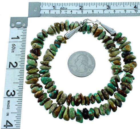 Authentic Sterling Silver And Turquoise Southwest Jewelry Bead Necklace SX106689