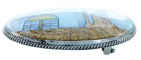 Native American Village Design Multicolor Belt Buckle PS70798