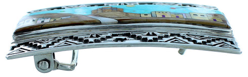 Sterling Silver Native American Design Bear Multicolor Buckle EX29129