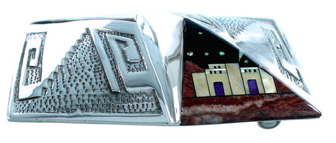 Native American Design Multicolor Water Wave Belt Buckle AW75389