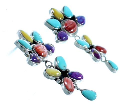 Southwestern Multicolor Genuine Sterling Silver Post Earrings BW62968