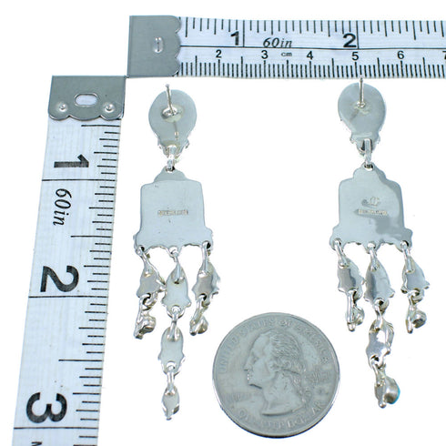 Southwestern Sterling Silver Multicolor Post Dangle Earrings YX71120