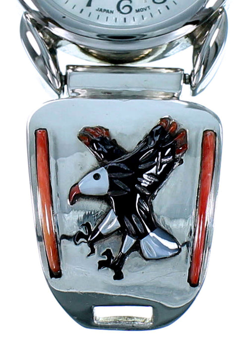 Multicolor Inlay Sterling Silver Southwest Eagle Watch FX24455