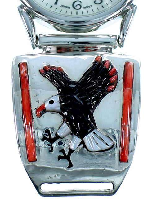 Silver Red Oyster Shell Multicolor Eagle Watch Jewelry NS38078