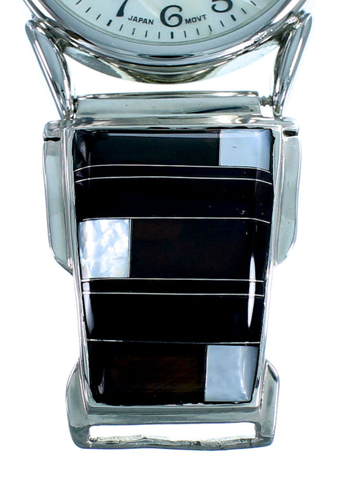 Sterling Silver Mother Of Pearl Black Jade Southwest Watch YX77796