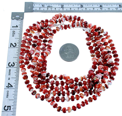 Sterling Silver 3-Strand Oyster Shell American Indian Bead Necklace RX106869