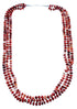 3-Strand Red Oyster Shell Navajo Sterling Silver Bead Necklace RX106871