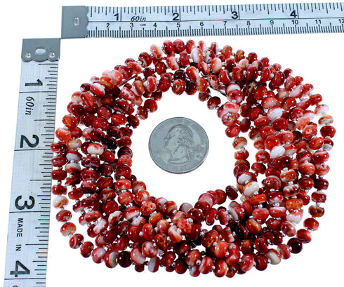 3-Strand Red Oyster Shell Navajo Sterling Silver Bead Necklace RX106871