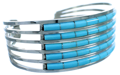 Turquoise Inlay And Sterling Silver Zuni Cuff Bracelet RX107144