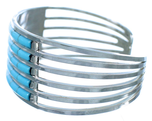 Turquoise Inlay And Sterling Silver Zuni Cuff Bracelet RX107144