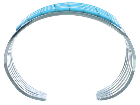 Turquoise Inlay And Sterling Silver Zuni Cuff Bracelet RX107144