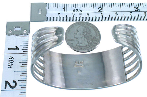 Turquoise Inlay And Sterling Silver Zuni Cuff Bracelet RX107144