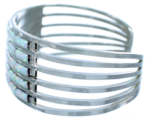 Sterling Silver Opal Inlay Zuni Indian Cuff Bracelet RX107145