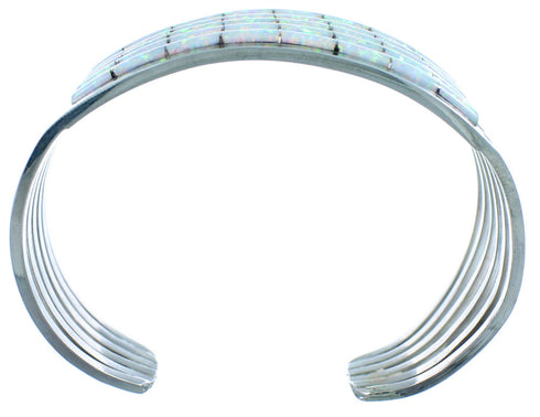 Sterling Silver Opal Inlay Zuni Indian Cuff Bracelet RX107145