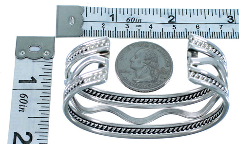 Navajo Indian Genuine Sterling Silver Cuff Bracelet RX107308