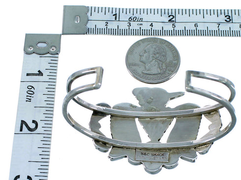 Sterling Silver Multicolor Zuni Thunderbird Cuff Bracelet SX107492