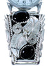 Onyx Sterling Silver Scalloped Leaf Navajo Watch SX107564