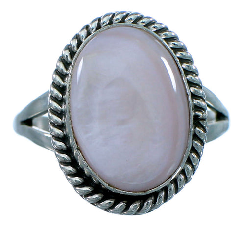 Genuine Sterling Silver Pink Shell American Indian Jewelry Ring Size 7-3/4 RX107660