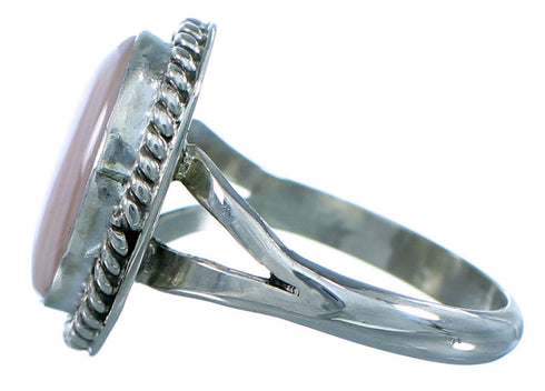 Genuine Sterling Silver Pink Shell American Indian Jewelry Ring Size 7-3/4 RX107660