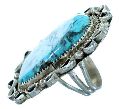 Sterling Silver American Indian Turquoise Statement Ring Size 9-1/4 SX107708