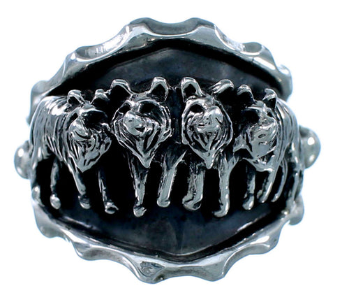 Sterling Silver Wolf American Indian Ring Size 14-3/4 RX115590