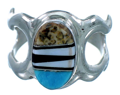 American Indian Multicolor And Sterling Silver Ring Size 7-3/4 SX107900